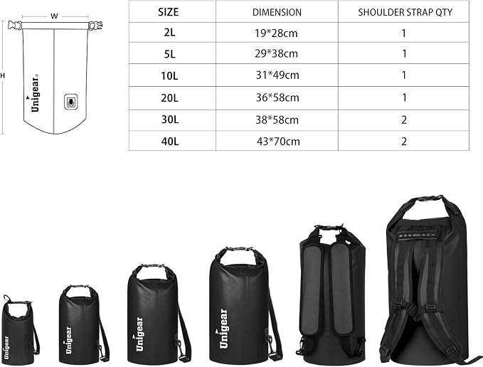 Unigear Dry Bag Waterproof, 2L/5L/10L/20L/30L/40L Floating and Lightweight Bags - Image 5