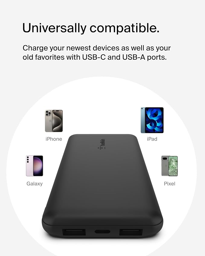 Belkin Portable Charger - 15W 3 Port Power Bank Battery Pack - Fast Charging - Image 8
