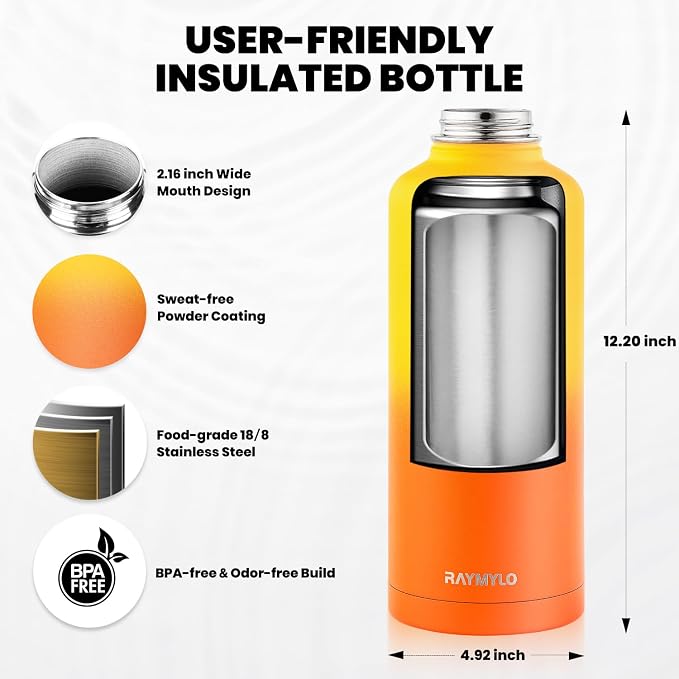 RAYMYLO Insulated Water Bottle 87 oz, Triple Wall Vacuum Stainless Steel - Image 5