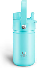 Kids Insulated Water Bottle - 12oz Stainless Steel Water Bottle with Dual Spouts by ENCOOL