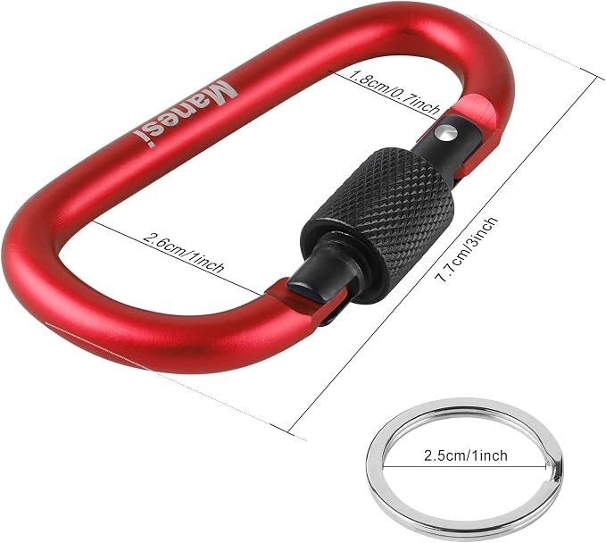 10 Pack Aluminum D Ring Key Rings Clips Locking Carabiner - Image 2