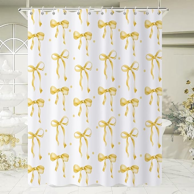 Yellow Bow Shower Curtain - Image 3