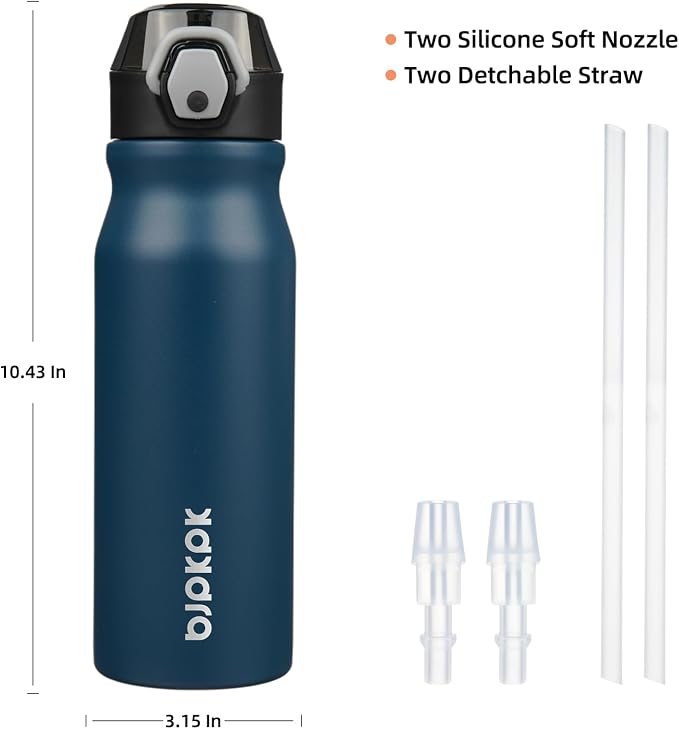 BJPKPK Water Bottle with Straw 25oz Insulated Water Bottles Reusable Stainless - Image 4