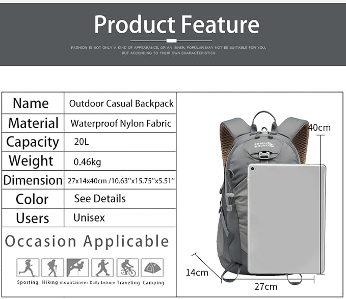 Small Hiking Backpack, 20L Lightweight Travel Backpacks - Image 2