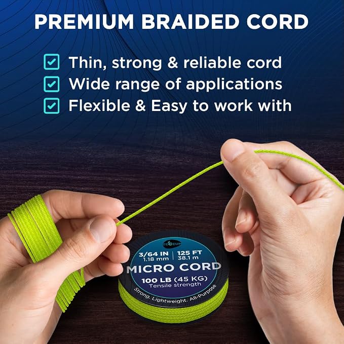 TECEUM Micro Paracord – 1.18 mm X 125 ft – Micro Utility Cord – Thin Braided - Image 3