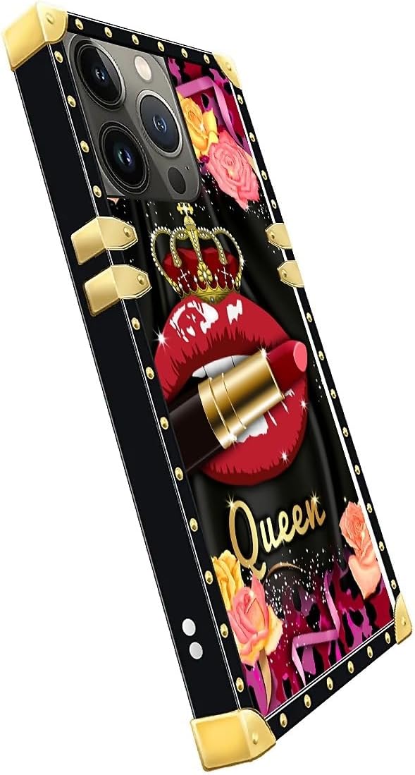 Compatible with iPhone 14 Pro Case, Queen Lip Crown Leopard Print Luxury Golden - Image 4