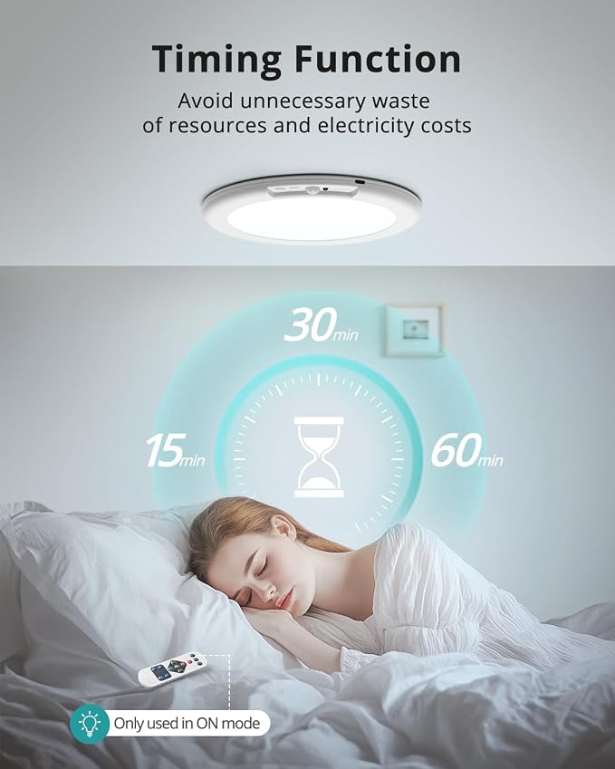 wowatt 4Pcs Battery Operated Ceiling Lights Rechargeable Motion Sensor Light - Image 7