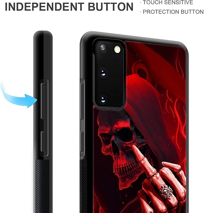 for Samsung Galaxy S20 Case, Gestures Funny Skull Pattern Graphic Design Girl - Image 4