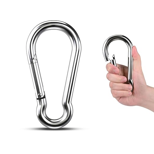 Large Carabiner Clip Hooks, 304 Stainless Steel Spring Snap Hook Fits Camping by KINLINK