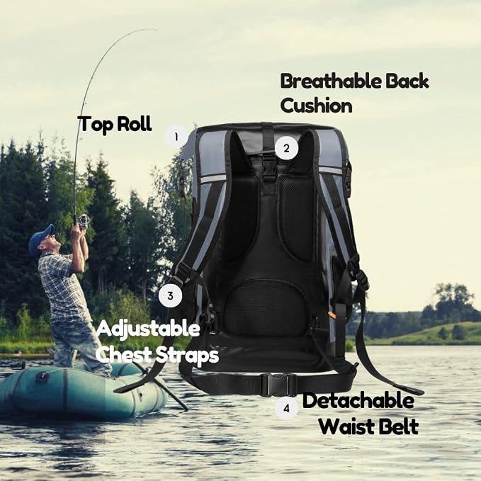 Waterproof Roll Top Kayak Dry Backpack, Floating Outdoor Dry Sack Boating - Image 3