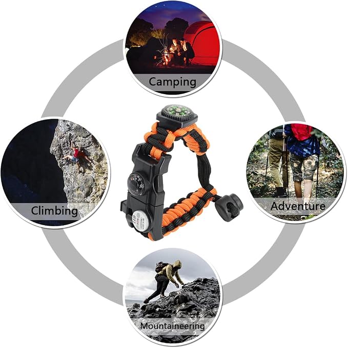 20 in 1 Survival Paracord Bracelet Adjustable Gear Kit - Image 7