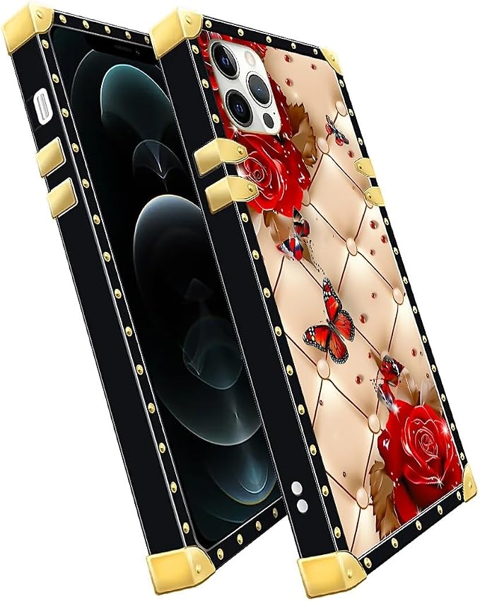 Compatible with iPhone 11 Pro Max Case, Shining Red Rose Butterfly Leather - Image 3