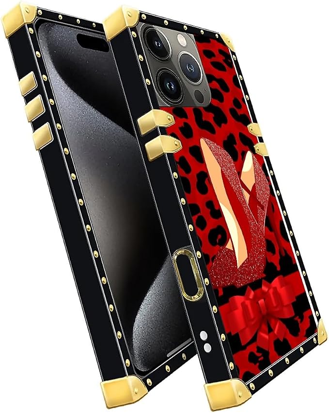 Compatible with iPhone 16 Pro Case, Elegant High Heels Luxury Golden Decoration - Image 3