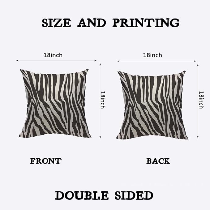 TKS MITLAN Zebra Print Pillow Covers 18 x 18 Inch Black White Leopard Line - Image 2
