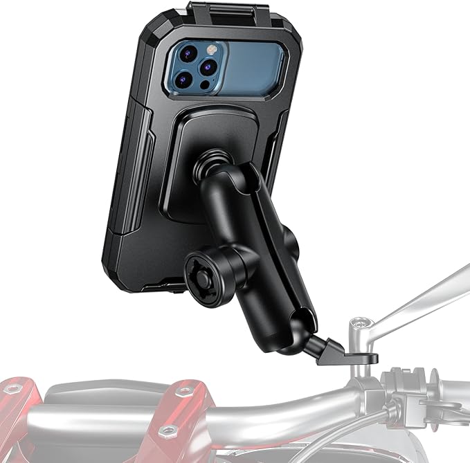 iMESTOU Waterproof Rearview Mirror Phone Mount, Motorcycle 1" Ball Phone Holder by iMESTOU