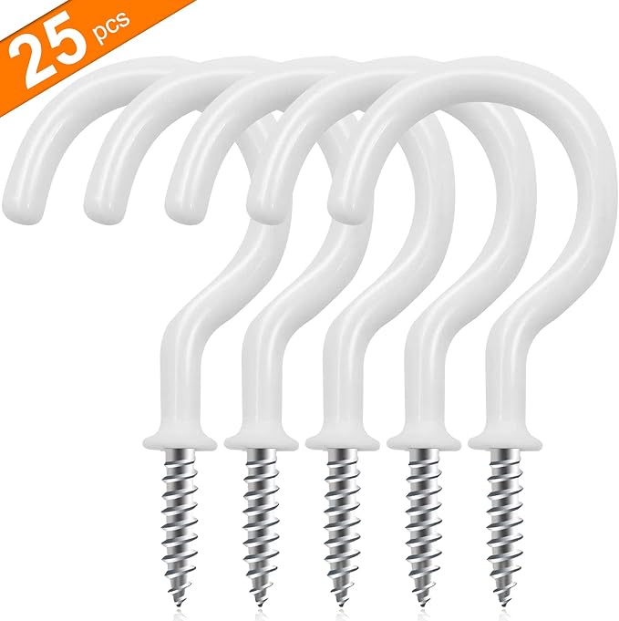 25 Pack Cup Screw Hooks, 2 inch Vinyl Coated Ceiling Screw in Hooks Plant - Image 2