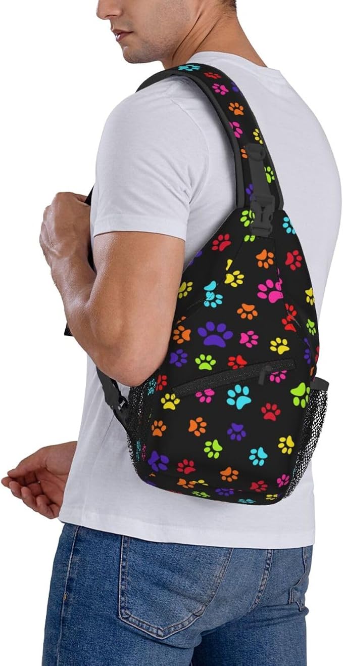 Colorful Paw Print Crossbody Sling Bags - Image 7