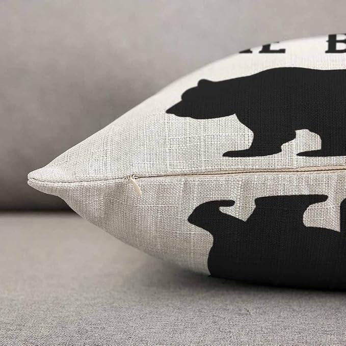 TKS MITLAN Don't Wake The Bear Decorative Pillow Covers Cool Animal Bear Black - Image 3