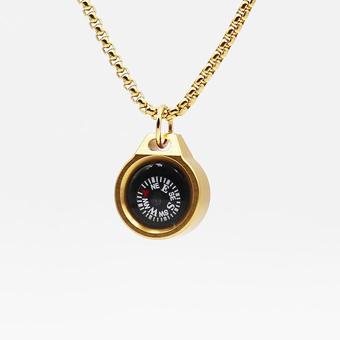 Engraved Compass Necklace, Navigation Compass Necklace by DETUCK
