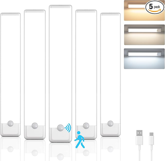 5-Pack Motion Sensor Under Cabinet Light, 3 Color Temperature Dimmable by YLXS