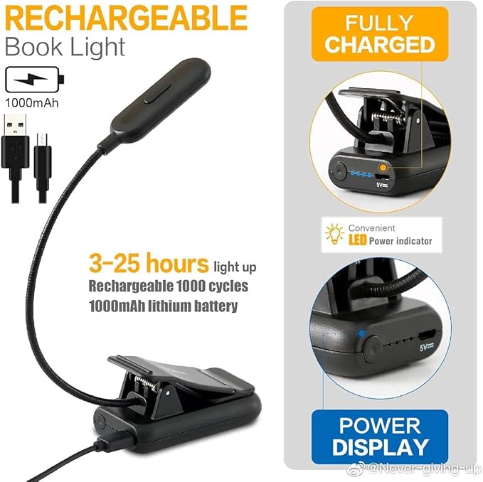 VAVOFO Clip On Rechargeable Reading Light, 7 LEDs - Image 4