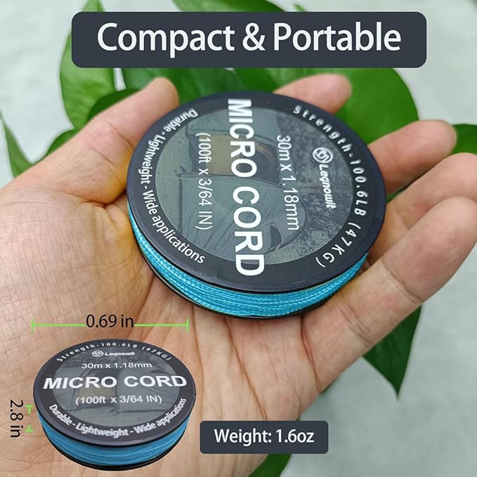 Micro Paracord, 1.18mm x 100ft Thin Mini Utility Braided Small Paracord - Image 3