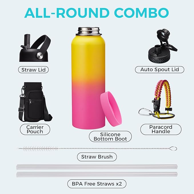 40 oz Water Bottle with Straw - Image 2