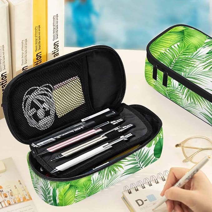 Palm Leaves Pencil Case Green Tropical Plant Pencil Bag Pen Markers Pouch - Image 5