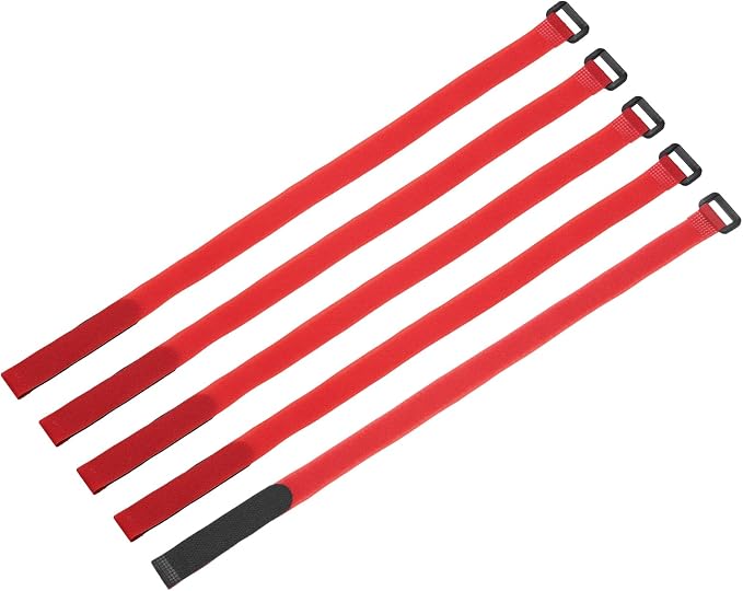 MECCANIXITY 5Pcs Reusable Battery Tie Down Straps, 0.8x20" Red Nylon by MECCANIXITY