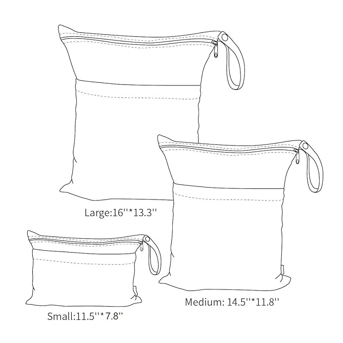 ALVABABY 3 Cloth Diaper Wet Dry Bags Waterproof Reusable - Image 3