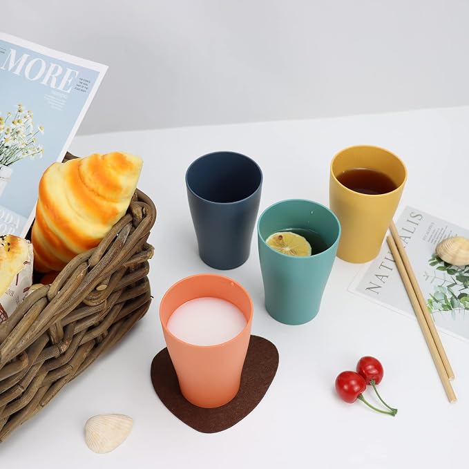 Homienly Stackable Drinking Glasses Set Wheat Straw Shatterproof Cups | - Image 3