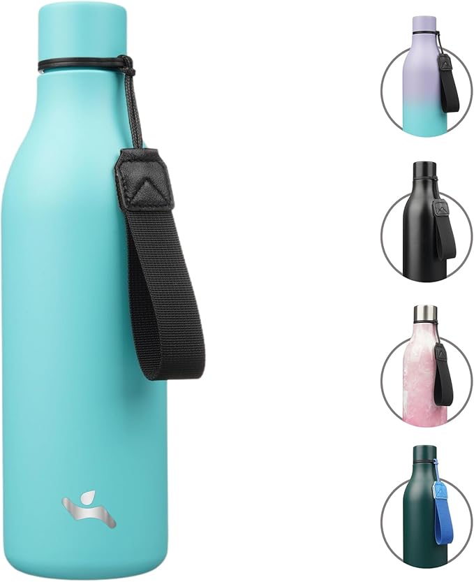 Insulated Water Bottle with Strap, 25 oz Double Wall Stainless Steel Vacuum by Konokyo