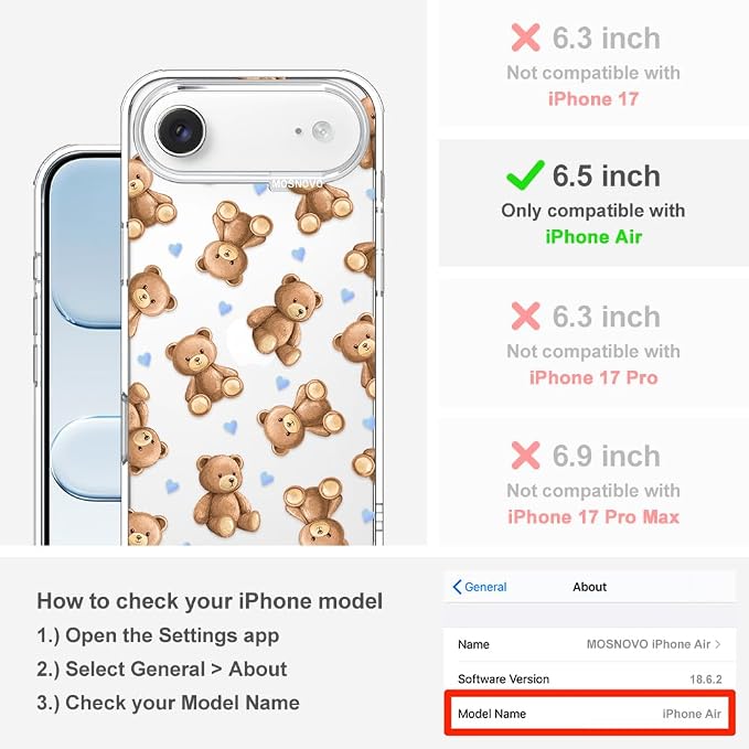 MOSNOVO for iPhone Air Case, Shockproof Military-Grade Protection 6.6ft Drop - Image 2