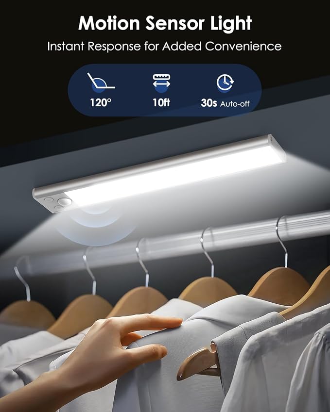 VerRon 5 Pack Under Cabinet Lighting Wireless, Battery Operated Motion Sensor - Image 2