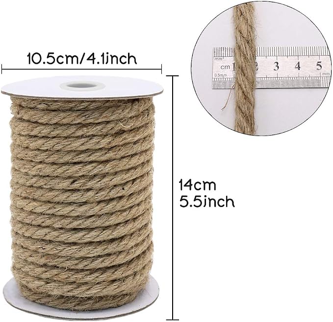 Vivifying 50 Feet 10mm Jute Rope, Natural Heavy Duty Twine - Image 2