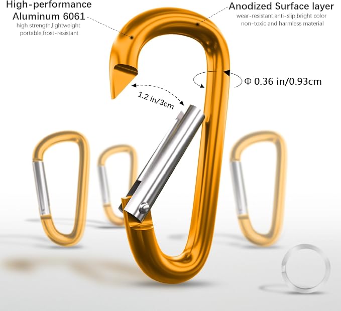 sprookber 4" & 5" Extra Large Aluminum Carabiner D Ring, Caribeener Clips - Image 4