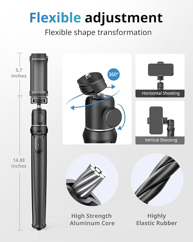 UBeesize Camera Tripod with Remote, Flexible Tripod Stand with Phone Holder and - Image 3