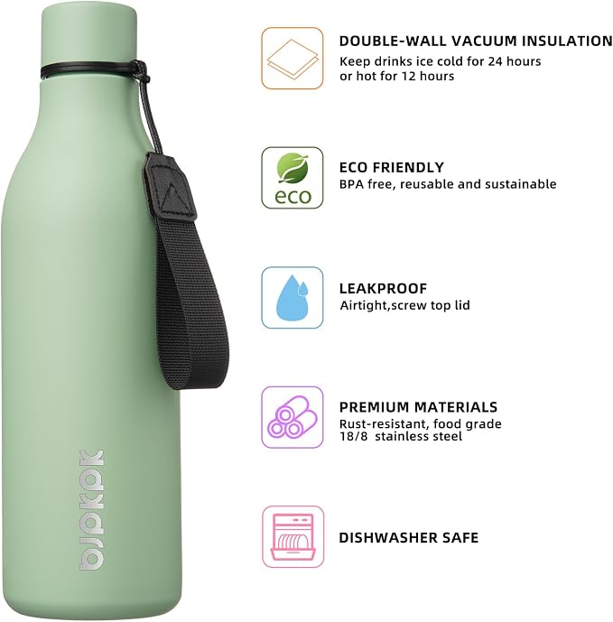 BJPKPK Insulated Water Bottles, 25 oz Stainless Steel Metal Water Bottle - Image 2