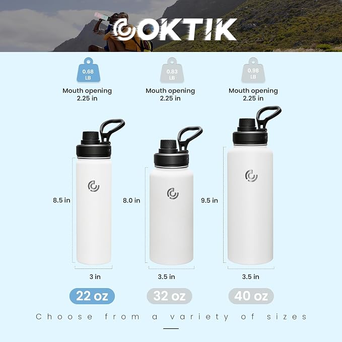 Sports Water Bottle 22oz, Insulated Water Bottle - Image 2