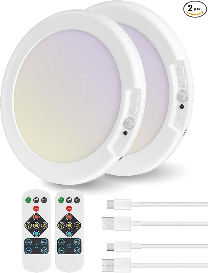 2 Pack Rechargeable Motion Sensor Ceiling Lights by GOEBLESON