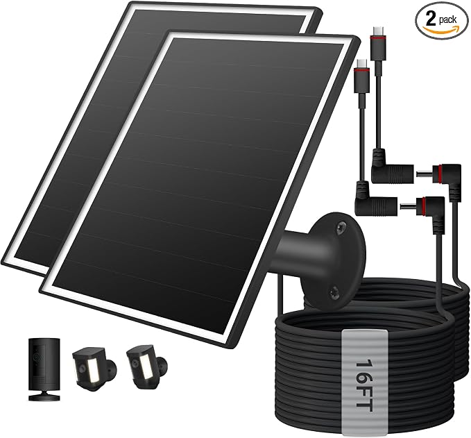 2 Pack Solar Panel for Ring Camera, 6W Solar Charger by Unknown