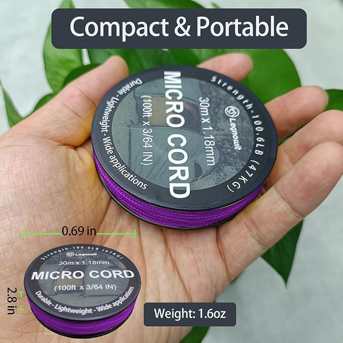 Micro Paracord, 1.18mm x 100ft Thin Mini Utility Braided Small Paracord - Image 3
