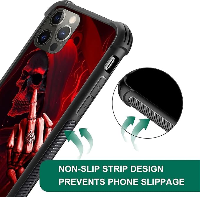 for iPhone 11 Pro Case, Gestures Funny Skull Pattern Graphic Design Girl Boy - Image 6