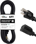 Indoor Outdoor Extension Cord Weatherproof, UL Certified, 12 Gauge 6FT Black 3 by HONDERSON