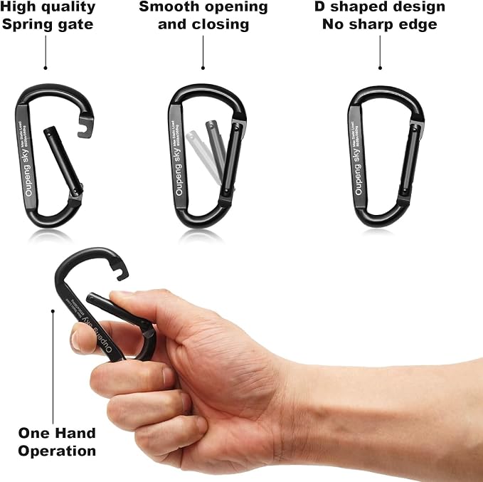 Carabiner Clip, 855lbs，3" Heavy Duty D Ring Caribeener Clips, Carabiner - Image 2