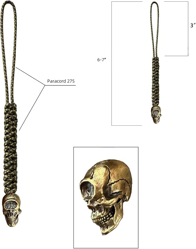 Handmade Lanyards with Brass Beads – Paracord 550 Survival Gear Leash - Image 2