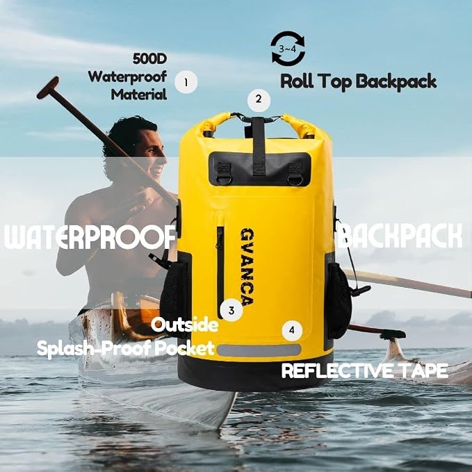 Waterproof Dry Bag Backpack for Kayaking, Roll Top Kayak Dry Backpack, Floating - Image 2