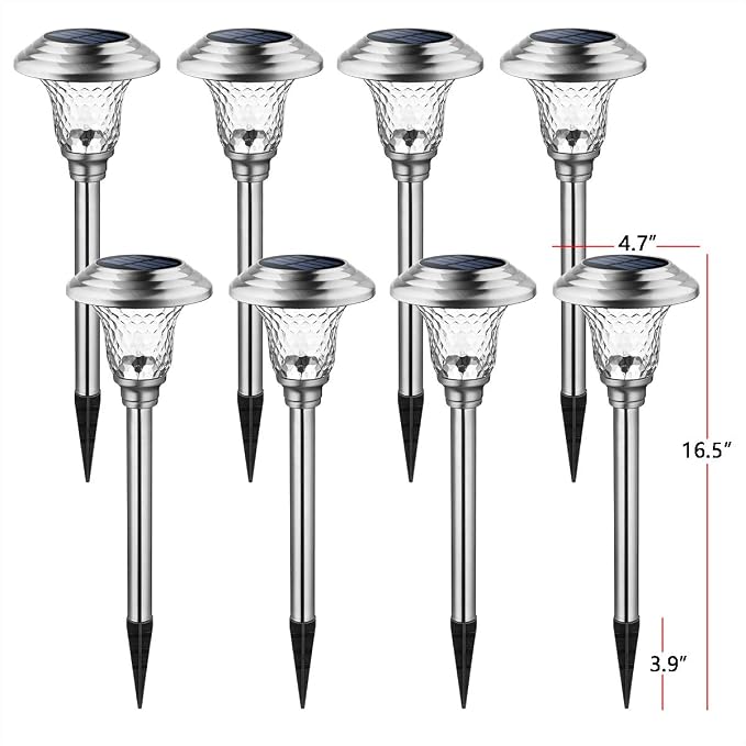 GIGALUMI 8 Pack Solar Pathway Lights, Solar Garden Lights Outdoor Warm White - Image 6