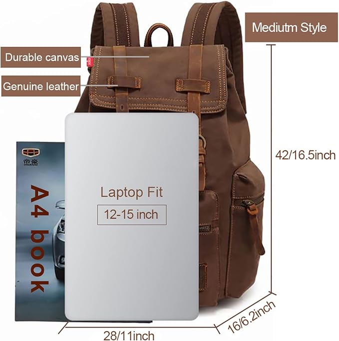 AUGUR High Capacity Canvas Vintage Backpack - Image 2