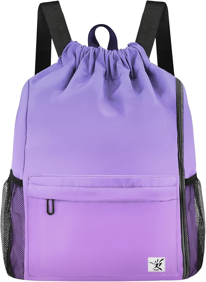 Drawstring Backpack with Mesh Pockets String Gym Bag Sackpack Sandproof Water by Risefit